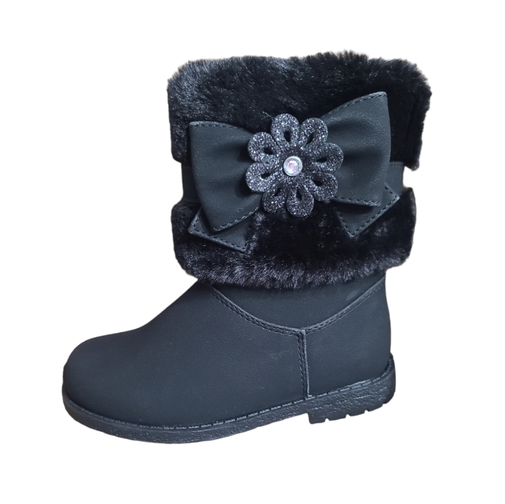 Rachel Shoes Toddler Girls Size 10 Harmoni Fur Faux Suede Boots in Black - Picture 5 of 12